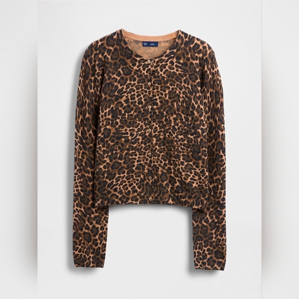 GAP CashSoft Leopard Print Cardigan